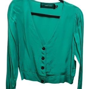 Code x Mode Women’s Emerald Green Dressy V-Neck Top Cardigan Blouse